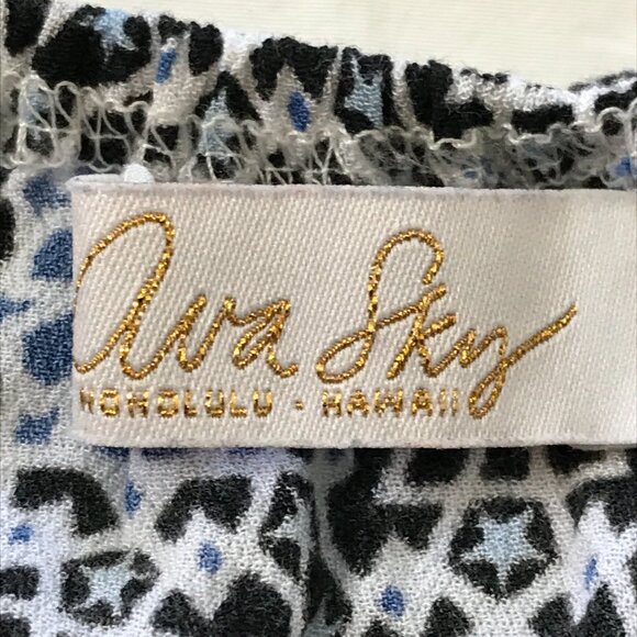 Ava Sky Romper Dress Women S Blue Geometric Tie Waist Pocket Long Sleeve Stretch - Picture 3 of 13